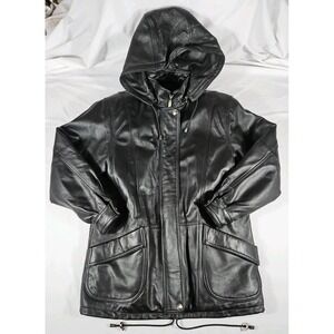 Vintage Bromley Sport Womens Leather Jacket Medium Removable Liner And Hood